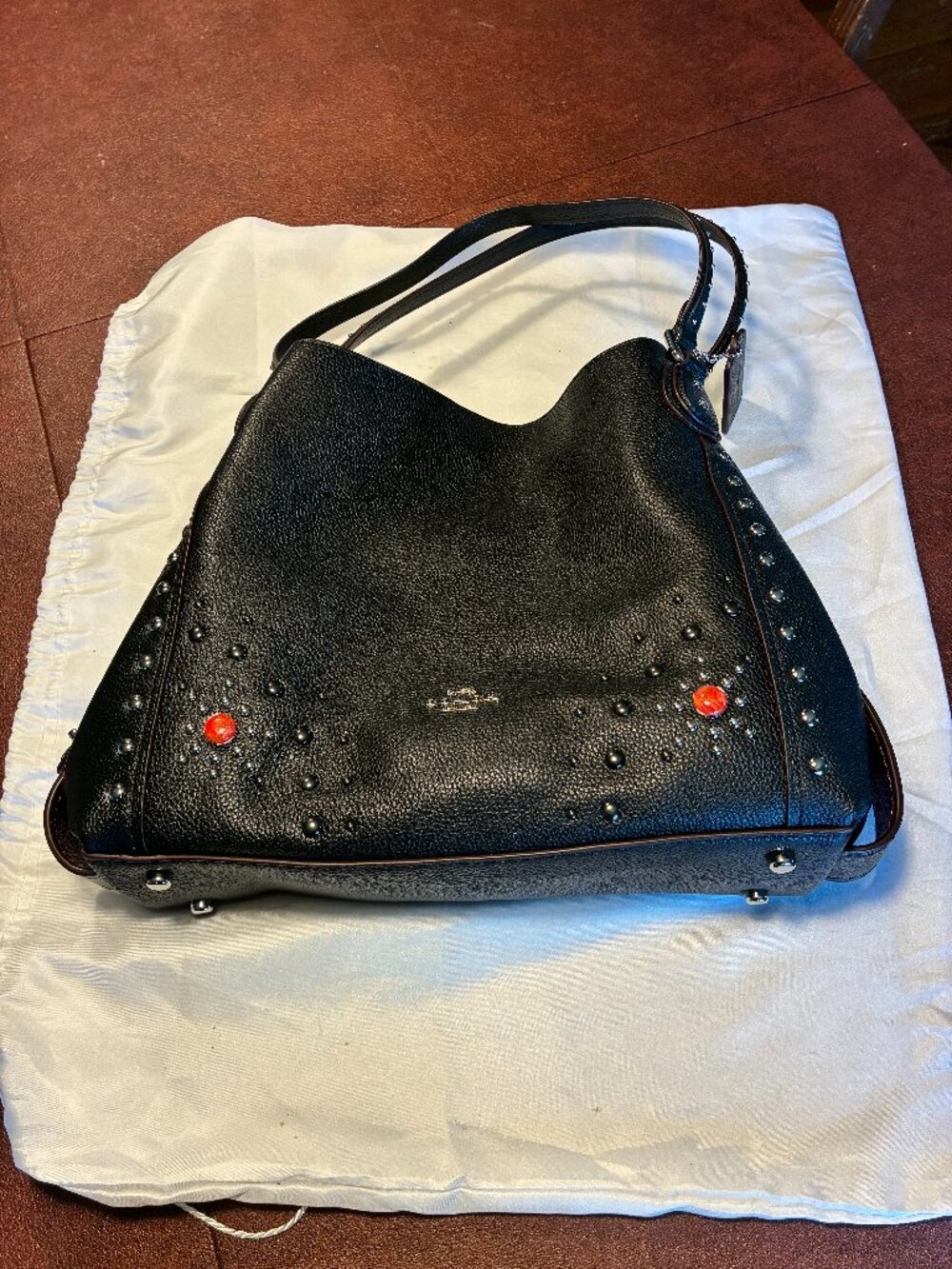 Coach Edie Shoulder Bag 31: Polished Pebble Leather w/ Western Rivets, NWOT